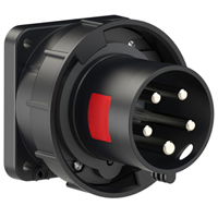 PCE 6359-6, CEE-Inlet Flange 100x100 Straight 60A 4P3W 6h IP69k UL Approved (PCE360B6W)